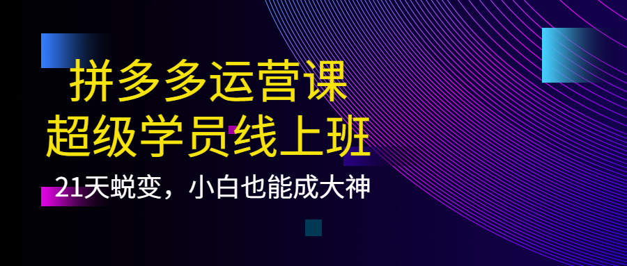 拼多多运营课：超级学员线上班，21天蜕变，小白也能成大神极优客-网创项目资源站-副业项目-创业项目-搞钱项目极优客网创