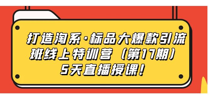 打造淘系·标品大爆款引流班线上特训营5天直播授课！极优客-网创项目资源站-副业项目-创业项目-搞钱项目极优客网创