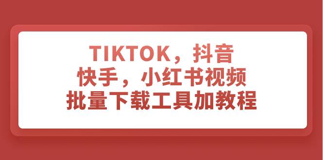 TIKTOK，抖音，快手，小红书视频批量下载工具加教程极优客-网创项目资源站-副业项目-创业项目-搞钱项目极优客网创