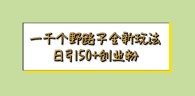 一千个野路子全新玩法 日引50+创业粉极优客-网创项目资源站-副业项目-创业项目-搞钱项目极优客网创