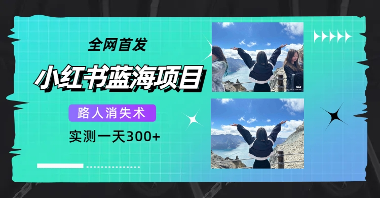 全网首发，小红书蓝海项目，路人消失术，实测一天300+（教程+工具）极优客-网创项目资源站-副业项目-创业项目-搞钱项目极优客网创