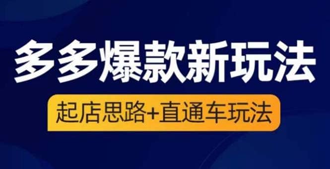 2023拼多多爆款·新玩法：起店思路+直通车玩法（3节精华课）极优客-网创项目资源站-副业项目-创业项目-搞钱项目极优客网创
