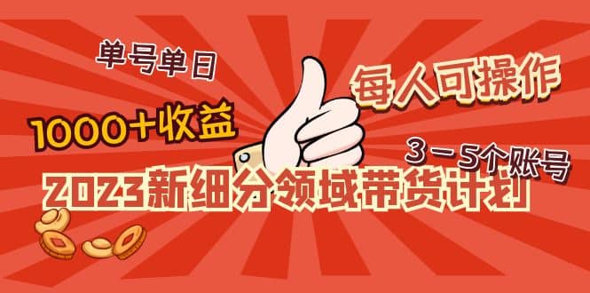 2023新细分领域带货计划：单号单日1000+收益不难，每人可操作3-5个账号极优客-网创项目资源站-副业项目-创业项目-搞钱项目极优客网创