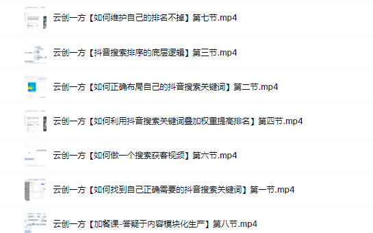 云创一方2022抖音SEO系列课程，教你如何快速上抖音搜索排名第一极优客-网创项目资源站-副业项目-创业项目-搞钱项目极优客网创