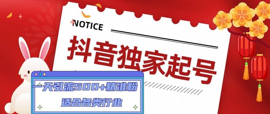 抖音独家起号，适合各类行业（9节视频课）极优客-网创项目资源站-副业项目-创业项目-搞钱项目极优客网创