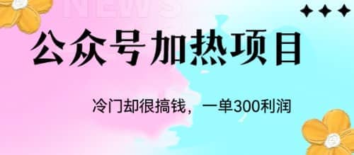 冷门公众号加热项目，一单利润300+极优客-网创项目资源站-副业项目-创业项目-搞钱项目极优客网创