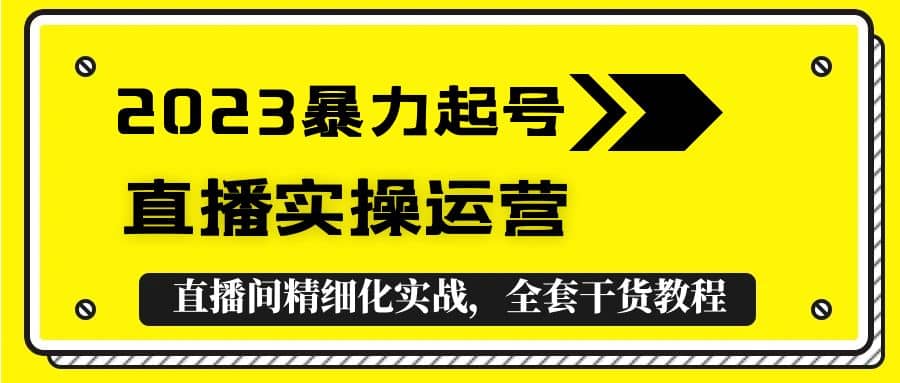 2023暴力起号+直播实操运营，全套直播间精细化实战，全套干货教程极优客-网创项目资源站-副业项目-创业项目-搞钱项目极优客网创