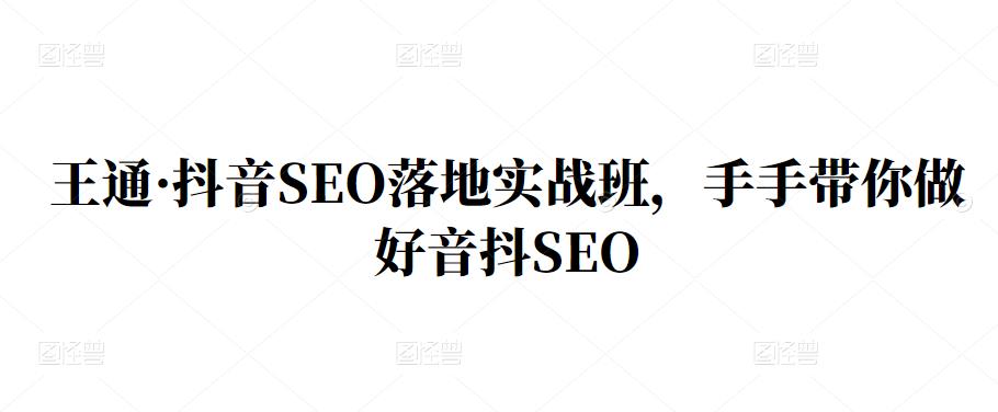 王通·抖音SEO落地实战班，手‬手带你做好音抖‬‬SEO极优客-网创项目资源站-副业项目-创业项目-搞钱项目极优客网创