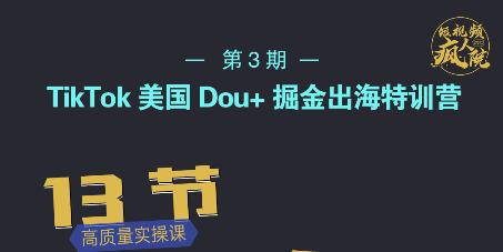 TikTok美国Dou+掘金出海特训营，美国dou+成功投放95%极优客-网创项目资源站-副业项目-创业项目-搞钱项目极优客网创