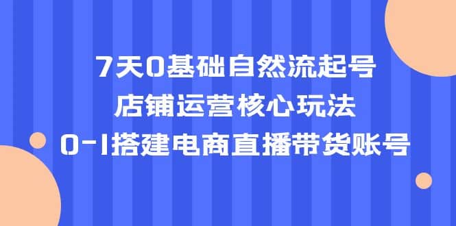 7天0基础自然流起号，店铺运营核心玩法，0-1搭建电商直播带货账号极优客-网创项目资源站-副业项目-创业项目-搞钱项目极优客网创