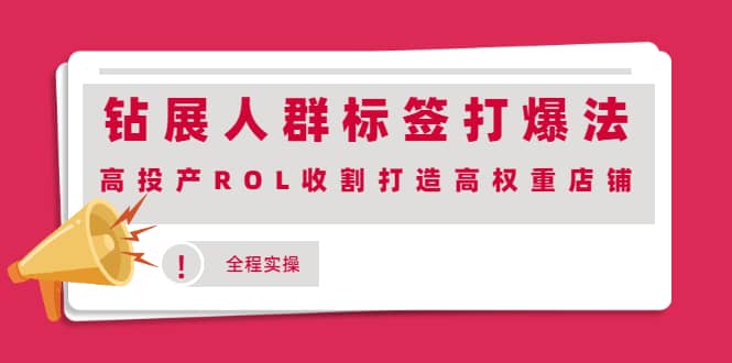 钻展人群标签打爆法，高投产ROL收割打造高权重店铺(全程实操)极优客-网创项目资源站-副业项目-创业项目-搞钱项目极优客网创