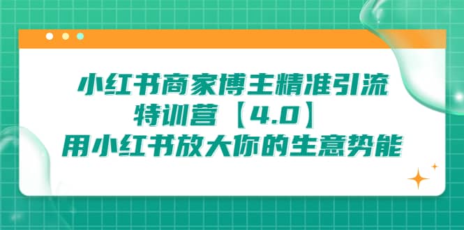 小红书商家 博主精准引流特训营【4.0】用小红书放大你的生意势能极优客-网创项目资源站-副业项目-创业项目-搞钱项目极优客网创