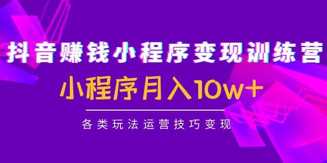 抖音小程序变现训练营：小程序各类玩法运营技巧变现极优客-网创项目资源站-副业项目-创业项目-搞钱项目极优客网创