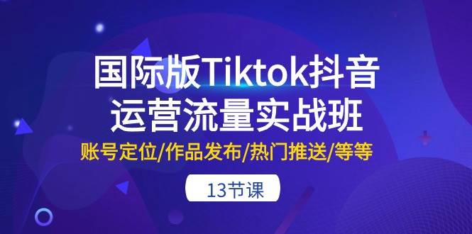 国际版Tiktok抖音运营流量实战班：账号定位/作品发布/热门推送/等等-13节极优客-网创项目资源站-副业项目-创业项目-搞钱项目极优客网创