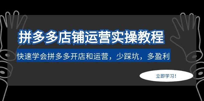 拼多多店铺运营实操教程：快速学会拼多多开店和运营，少踩坑，多盈利极优客-网创项目资源站-副业项目-创业项目-搞钱项目极优客网创