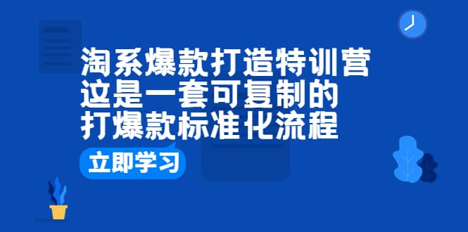 淘系爆款打造特训营：这是一套可复制的打爆款标准化流程极优客-网创项目资源站-副业项目-创业项目-搞钱项目极优客网创