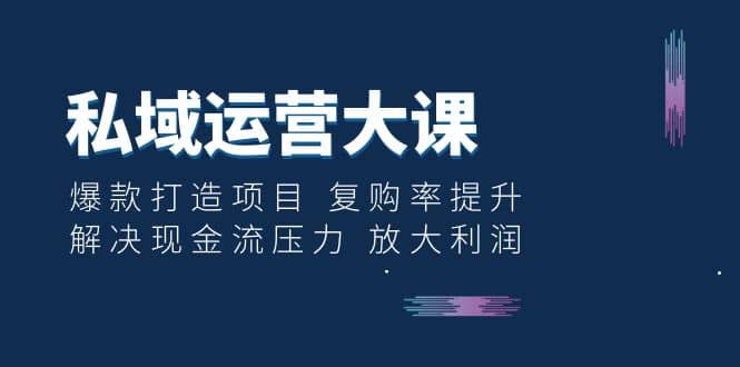 私域运营大课：爆款打造项目 复购率提升 解决现金流压力 放大利润极优客-网创项目资源站-副业项目-创业项目-搞钱项目极优客网创