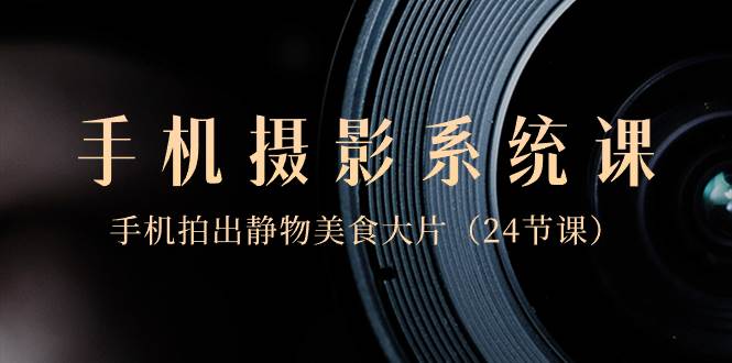 0基础-手机摄影系统课，手机拍出静物美食大片（24节课）极优客-网创项目资源站-副业项目-创业项目-搞钱项目极优客网创