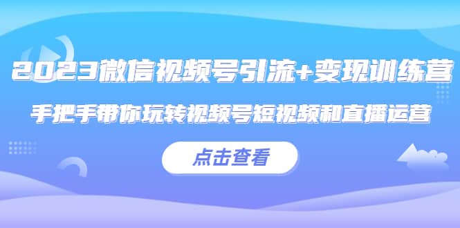 2023微信视频号引流+变现训练营：手把手带你玩转视频号短视频和直播运营极优客-网创项目资源站-副业项目-创业项目-搞钱项目极优客网创