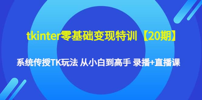 tkinter零基础变现特训【20期】系统传授TK玩法 从小白到高手 录播+直播课极优客-网创项目资源站-副业项目-创业项目-搞钱项目极优客网创