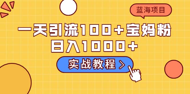 一天引流100+宝妈粉，日入1000+的蓝海项目（实战教程）极优客-网创项目资源站-副业项目-创业项目-搞钱项目极优客网创