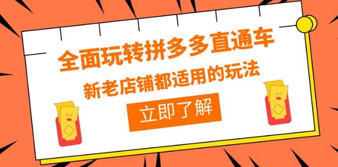 全面玩转拼多多直通车，新老店铺都适用的玩法（12节精华课）极优客-网创项目资源站-副业项目-创业项目-搞钱项目极优客网创