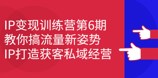 IP变现训练营第6期：教你搞流量新姿势，IP打造获客私域经营极优客-网创项目资源站-副业项目-创业项目-搞钱项目极优客网创