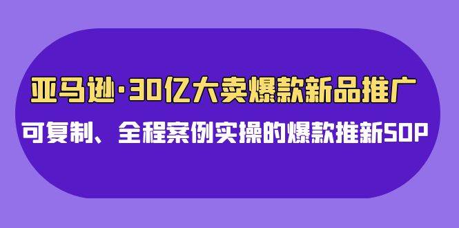 亚马逊30亿·大卖爆款新品推广，可复制、全程案例实操的爆款推新SOP极优客-网创项目资源站-副业项目-创业项目-搞钱项目极优客网创