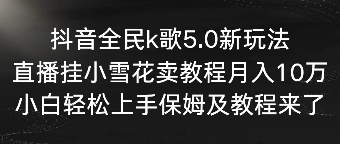 抖音全民k歌5.0新玩法，直播挂小雪花卖教程月入10万，小白轻松上手，保…极优客-网创项目资源站-副业项目-创业项目-搞钱项目极优客网创