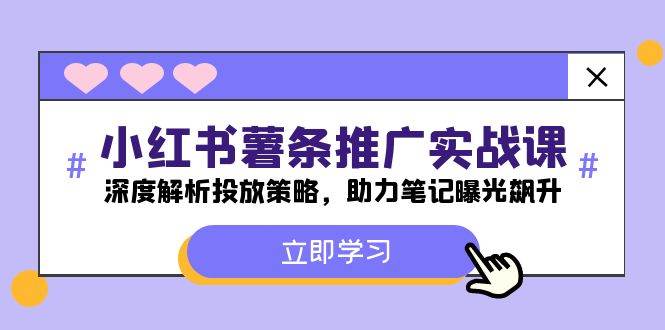 小红书-薯 条 推 广 实战课：深度解析投放策略，助力笔记曝光飙升极优客-网创项目资源站-副业项目-创业项目-搞钱项目极优客网创