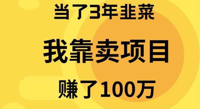 当了3年韭菜，我靠卖项目赚了100万极优客-网创项目资源站-副业项目-创业项目-搞钱项目极优客网创