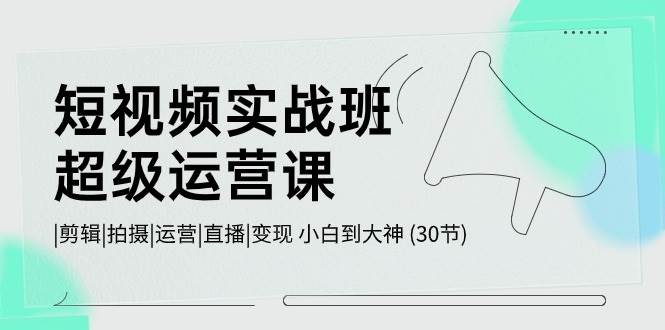 短视频实战班-超级运营课，|剪辑|拍摄|运营|直播|变现 小白到大神 (30节)极优客-网创项目资源站-副业项目-创业项目-搞钱项目极优客网创