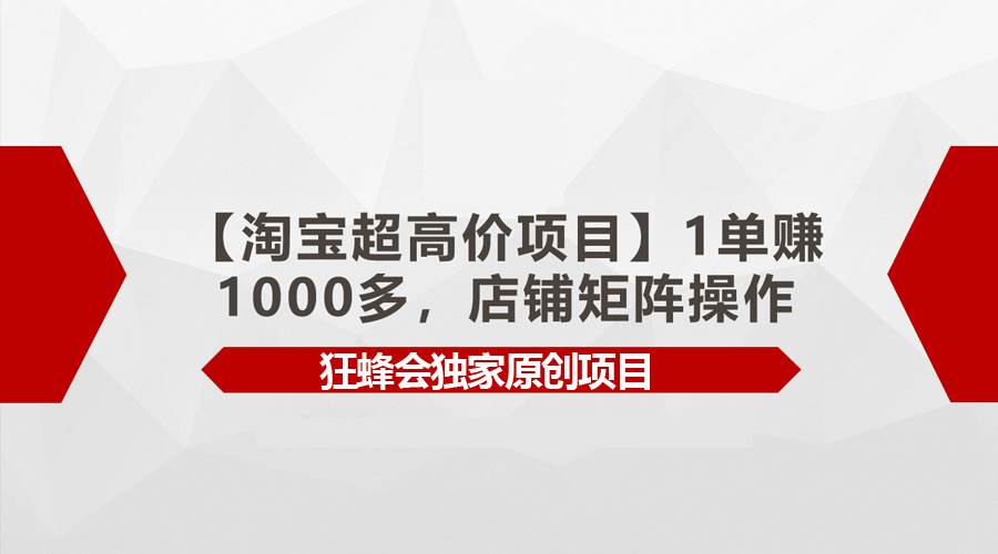 【淘宝超高价项目】1单赚1000多，店铺矩阵操作极优客-网创项目资源站-副业项目-创业项目-搞钱项目极优客网创