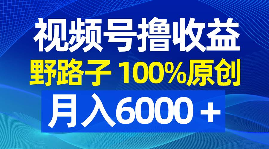 视频号野路子撸收益，100%原创，条条爆款，月入6000＋极优客-网创项目资源站-副业项目-创业项目-搞钱项目极优客网创