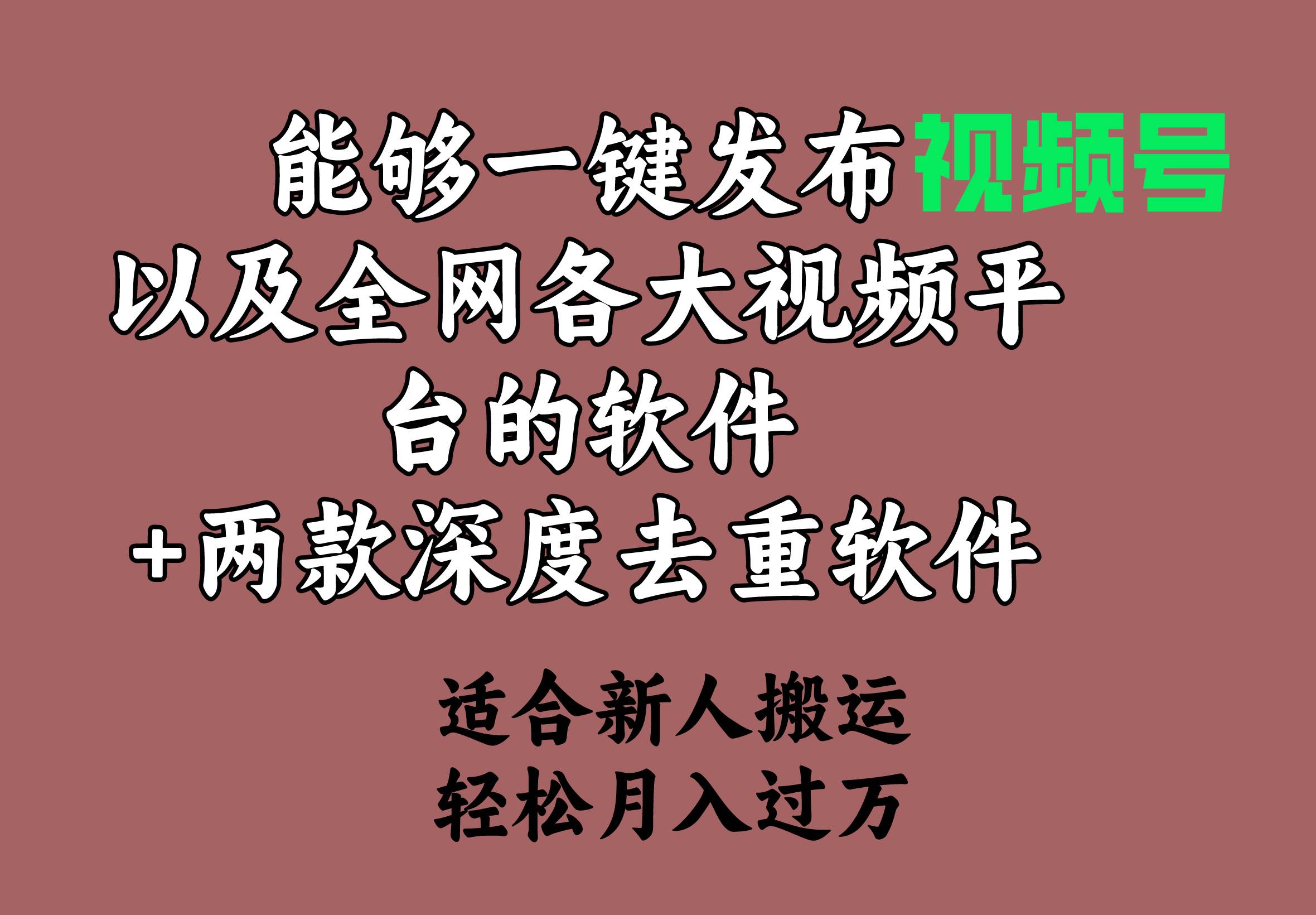 能够一键发布视频号以及全网各大视频平台的软件+两款深度去重软件 适合…极优客-网创项目资源站-副业项目-创业项目-搞钱项目极优客网创
