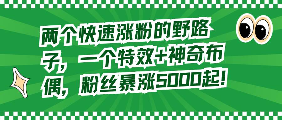 两个快速涨粉的野路子，一个特效+神奇布偶，粉丝暴涨5000起！极优客-网创项目资源站-副业项目-创业项目-搞钱项目极优客网创