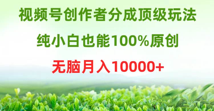 视频号创作者分成顶级玩法，纯小白也能100%原创，无脑月入10000+极优客-网创项目资源站-副业项目-创业项目-搞钱项目极优客网创