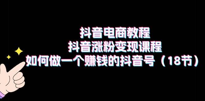 抖音电商教程：抖音涨粉变现课程：如何做一个赚钱的抖音号（18节）极优客-网创项目资源站-副业项目-创业项目-搞钱项目极优客网创