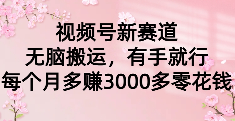 视频号新赛道，无脑搬运，有手就行，每个月多赚3000多零花钱极优客-网创项目资源站-副业项目-创业项目-搞钱项目极优客网创