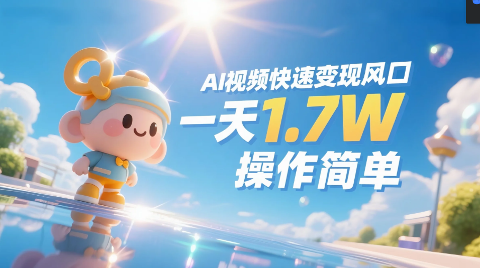 《Ai视频变现风口，一天1.7W，收入无上限，操作简单》极优客-网创项目资源站-副业项目-创业项目-搞钱项目极优客网创