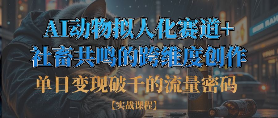 单日变现破千的流量密码,AI动物拟人化赛道+社畜共鸣的跨维度创作极优客-网创项目资源站-副业项目-创业项目-搞钱项目极优客网创