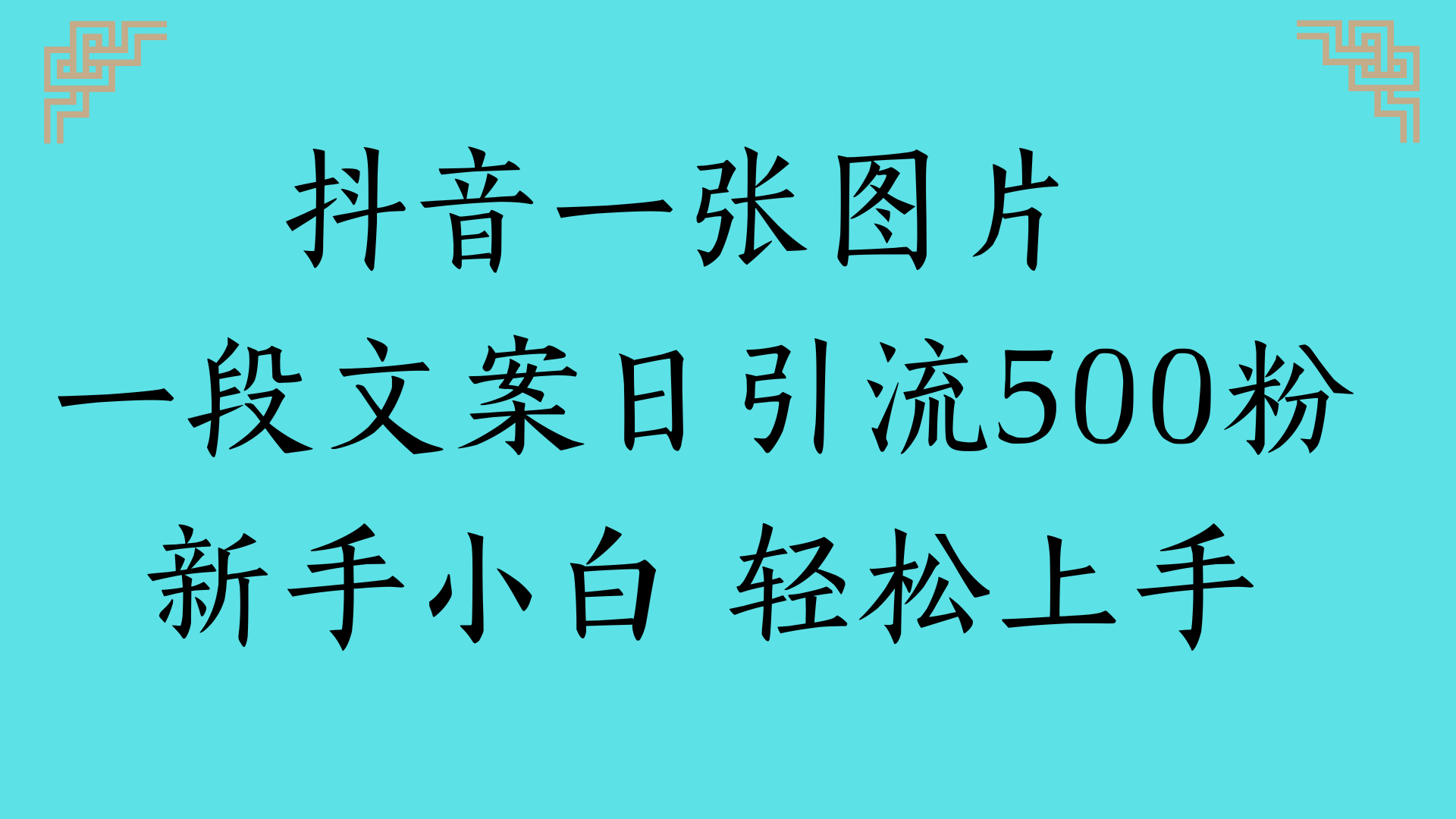 抖音一张图片 一段文案日引流500粉新手小白 轻松上手极优客-网创项目资源站-副业项目-创业项目-搞钱项目极优客网创