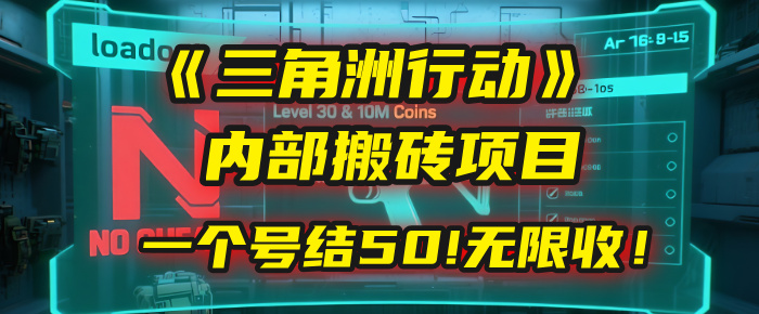 《三角洲行动》内部搬砖项目：打一个号，结50块，无限收！极优客-网创项目资源站-副业项目-创业项目-搞钱项目极优客网创